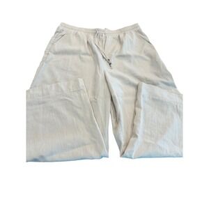 Suzanne Betro Womens 1X Oatmeal Beige Wide Leg Drawstring Pants U0507031‎